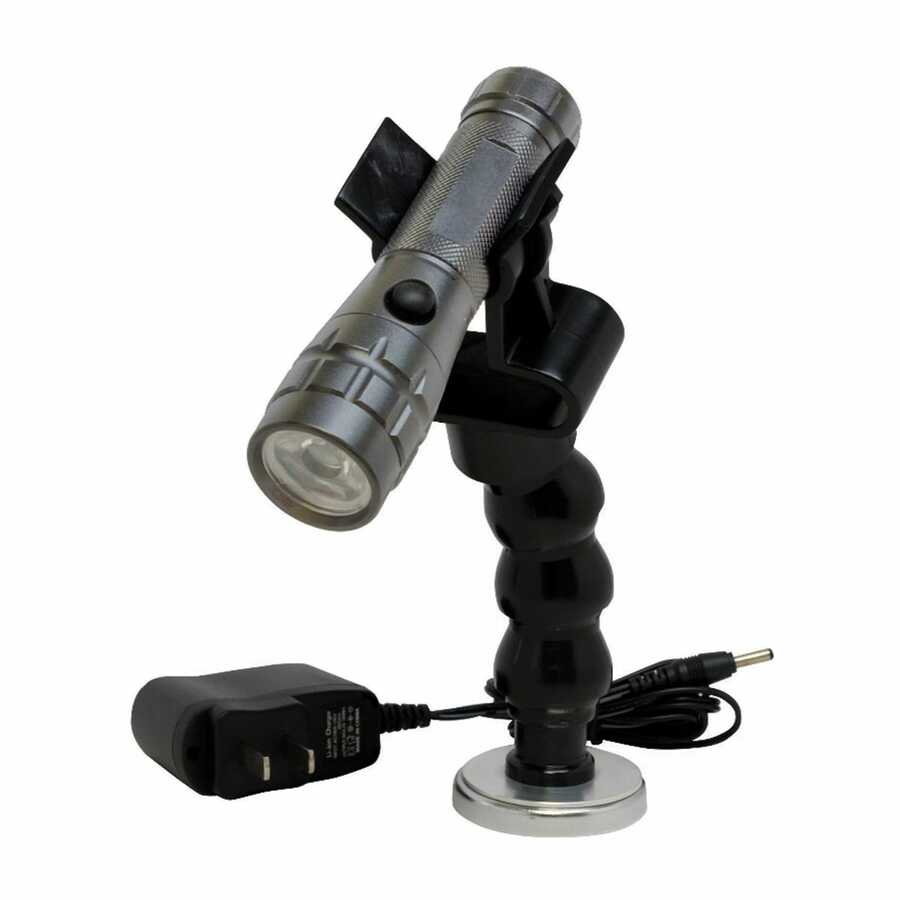 Rechargeable LED Flashlight with Flexible Magnetic Holder