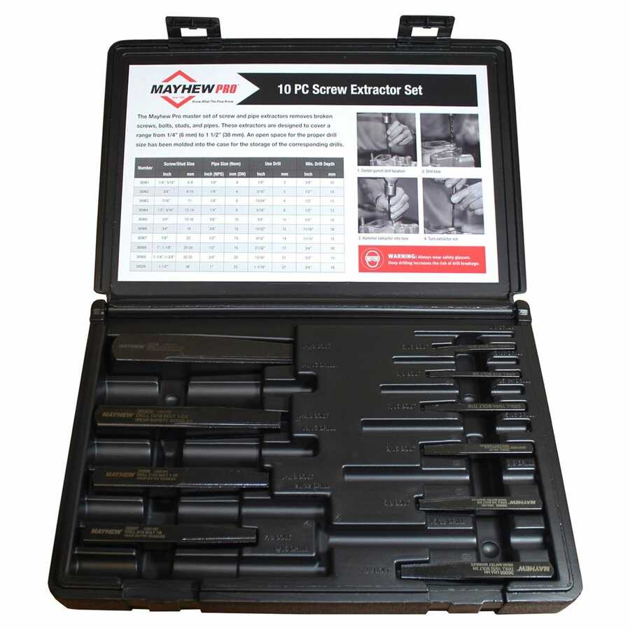 Screw and Pipe Extractor Set 10 pc Set