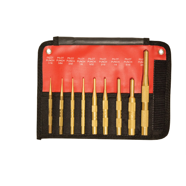 Mayhew Tools | 61367 | Mayhew 9-Piece Brass Roll Pin Punch Set Non-Marring