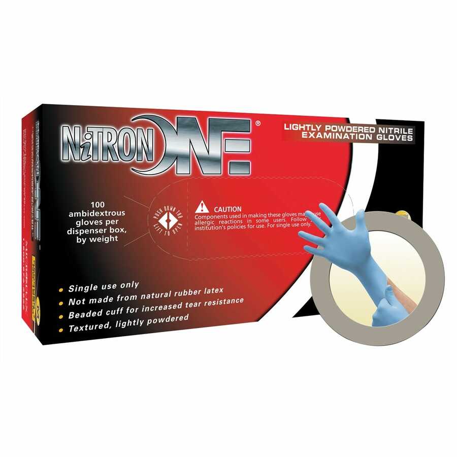 Nitron One Lightly-Powdered Nitrile Gloves 100/Box - Large