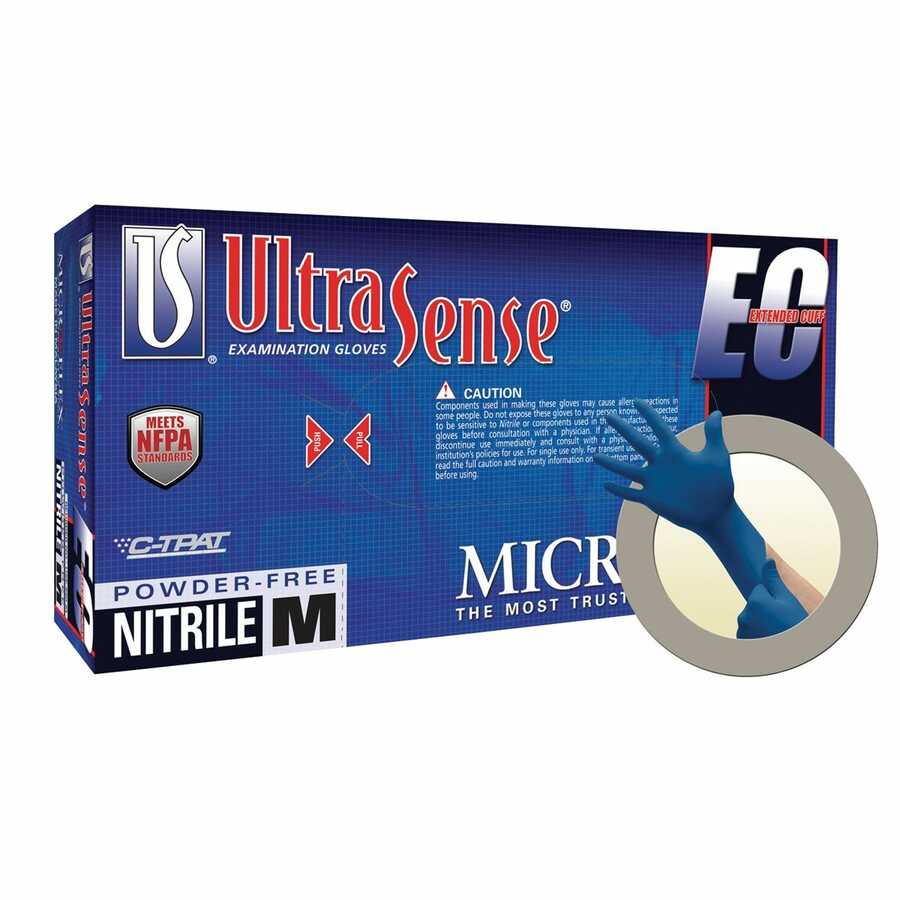 UltraSense EC Extended Cuff Powder-Free Nitrile Gloves 100/Box -