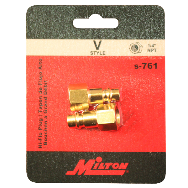 V-Style Hi-Flow Plug, Brass - 1/4" NPT Female 2/Cd