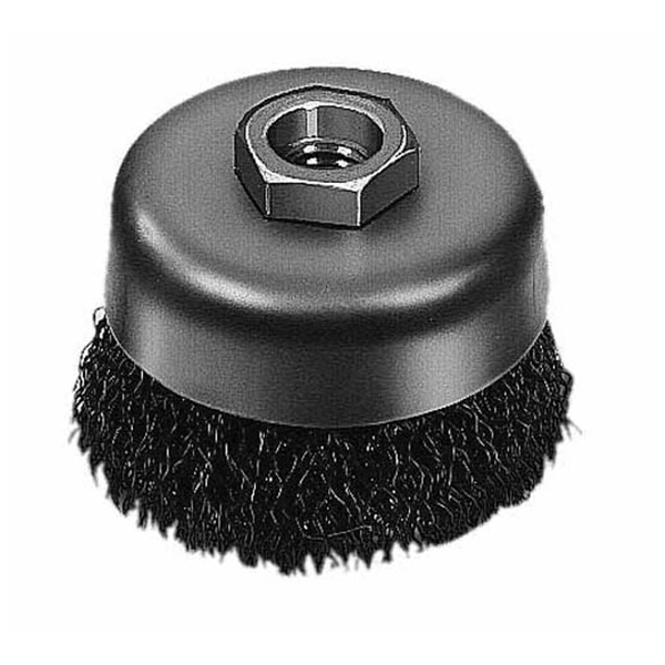 3" WIRE CUP BRUSH, CRIMPED, CARBON STEEL