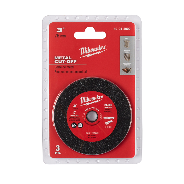 3-pk, 3" Metal Cut Off Wheel MAX 20,000 RPM