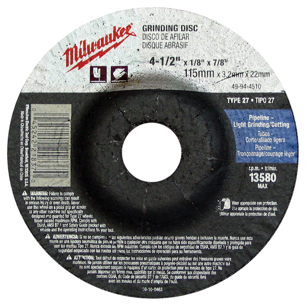 4-1/2" x .045" x 7/8" Cut-Off Wheel (Type 27)