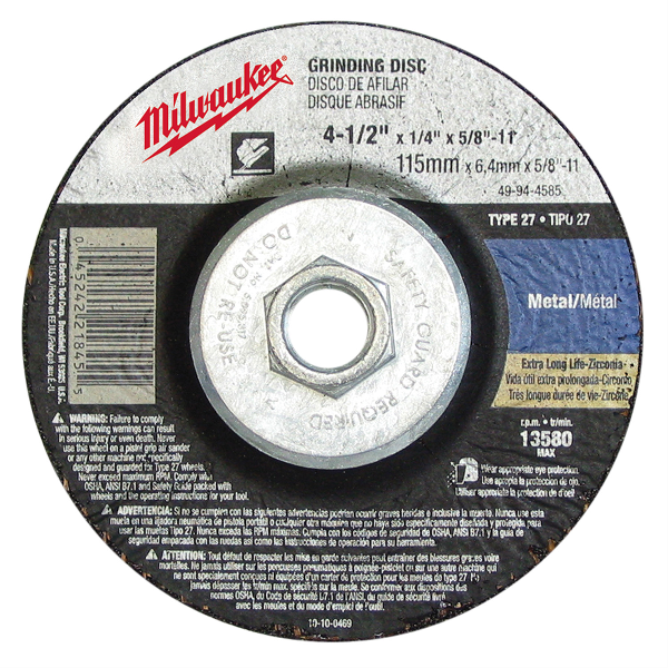 4-1/2" x 1/4" x 5/8-11" Grinding Wheel (Type 27)