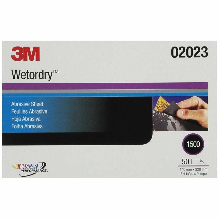 BOX OF 5 1000 grit 5 1/2 x 9 inch 2021 5 of 3M 02021 Wetordry Sheet 