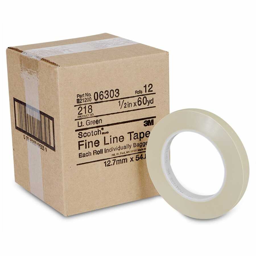 Scotch Fine Line Tape 218 Green, 1/2 Inch Width