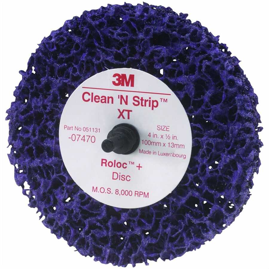 Scotch-Brite Roloc + Clean and Strip XT Disc, 4 Inch x 1/2 Inch