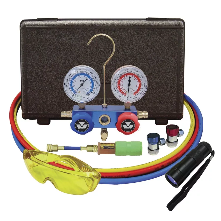 134A Manifold Gauge Set wi UV Dye Kit & 12 LED UV Light