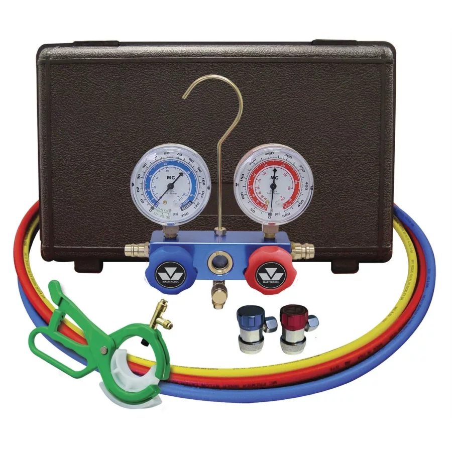 134a Aluminum Gauge Set w/ 60 In Hoses and Manual Couplers