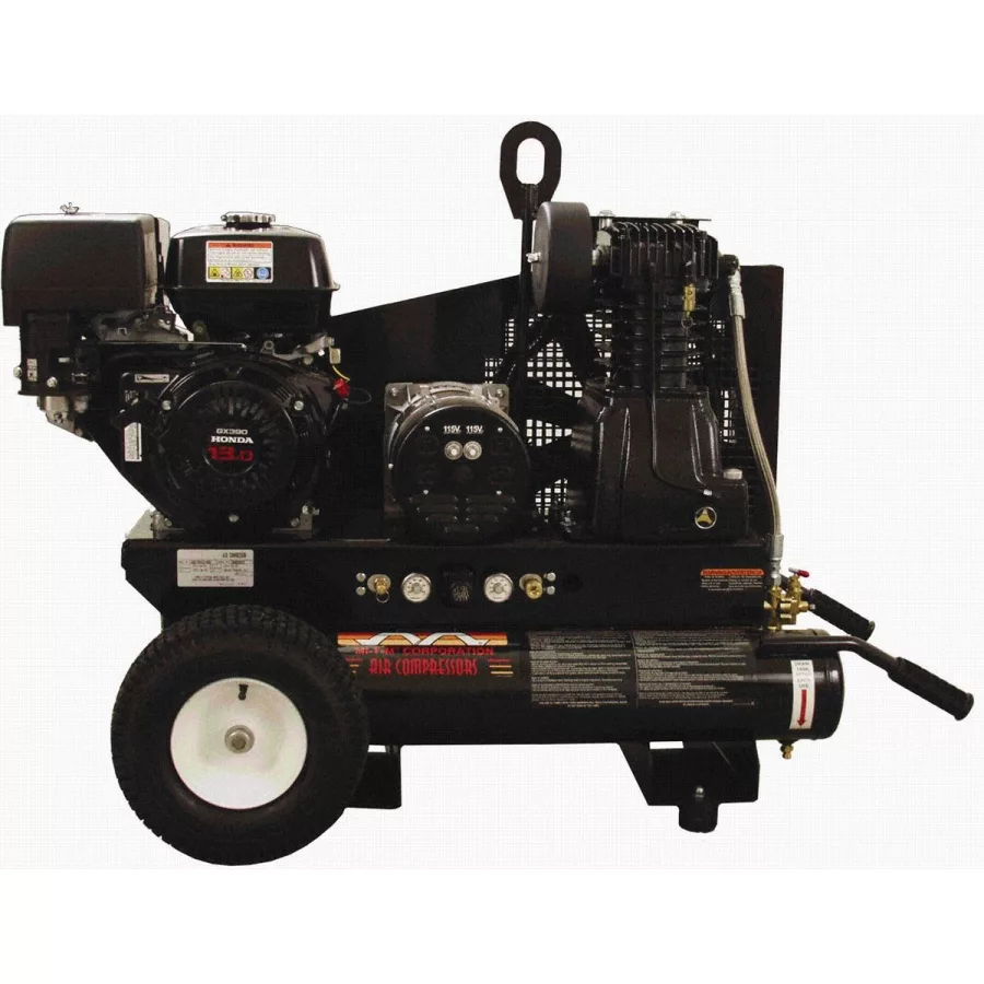 13 HP HONDA OHV, 2 STAGE PORT COMP, 3500 WATT MAX