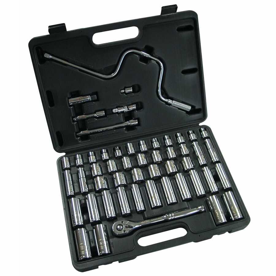 3/8 In Dr 6 Point SAE and Metric Socket Set - 51-Pc