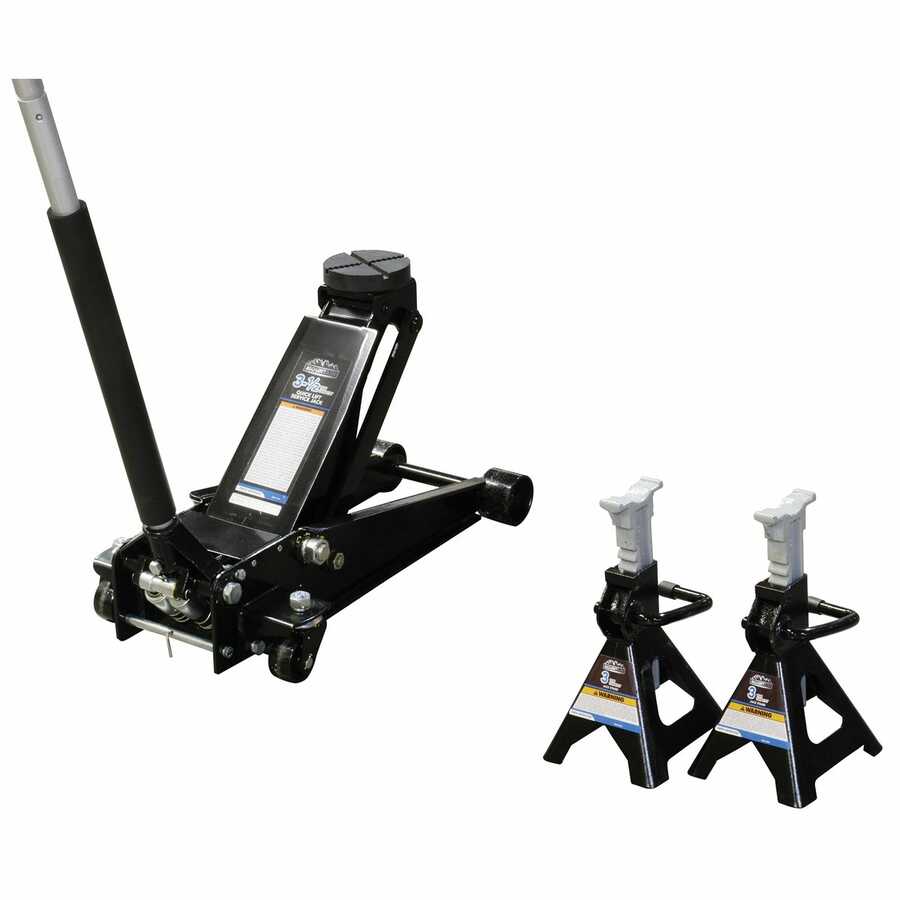 3-1/2 Ton Floor Jack Pack w/3 Ton Jack Stands