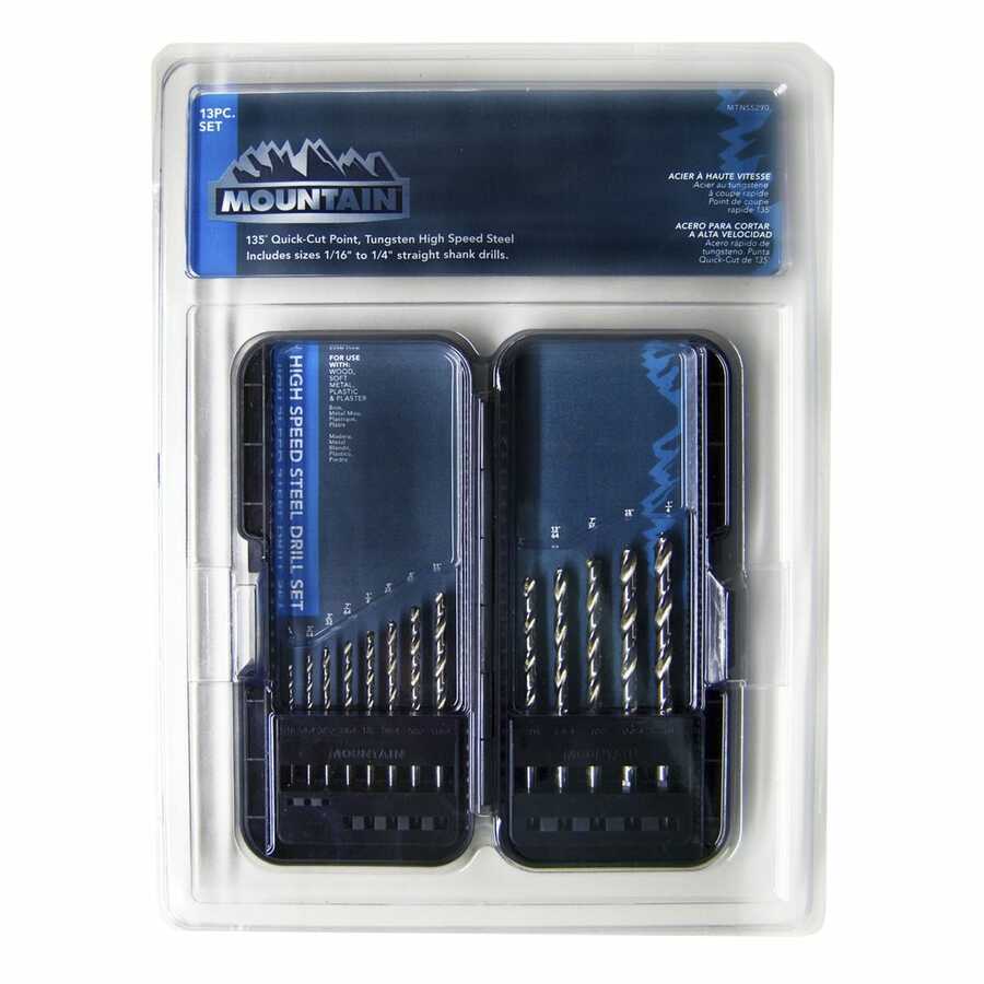 13 Piece HSS Mountain Drill Bit Set