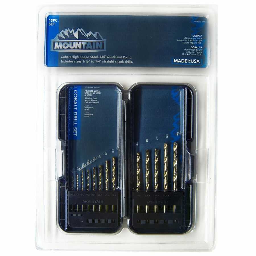 13 Piece Cobalt Mountain Drill Bit Set
