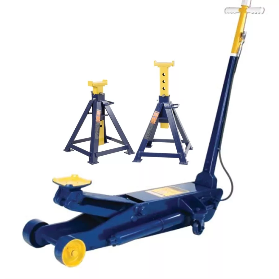 Ten ton air/manual service jack with free stands Ten ton air/manual service jack with free stands