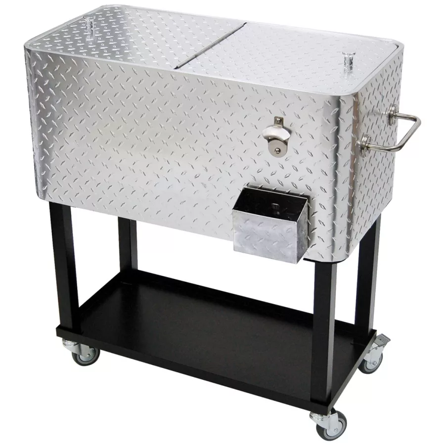 Diamond plate cart style cooler