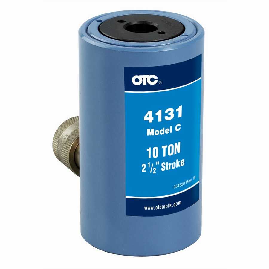 Spring-Return Hollow Center Hydraulic Ram 10 Ton 2 1/2 Inch Stro