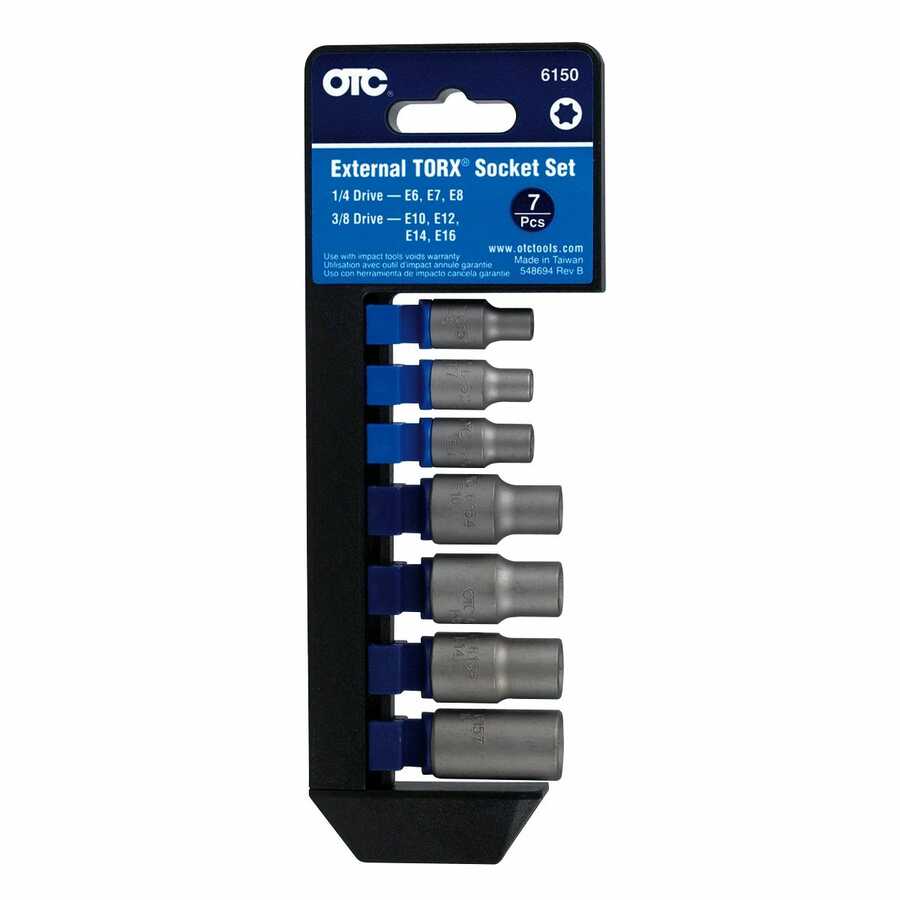 1/4, 3/8 In Dr External TORX Socket Set - 7-Pc