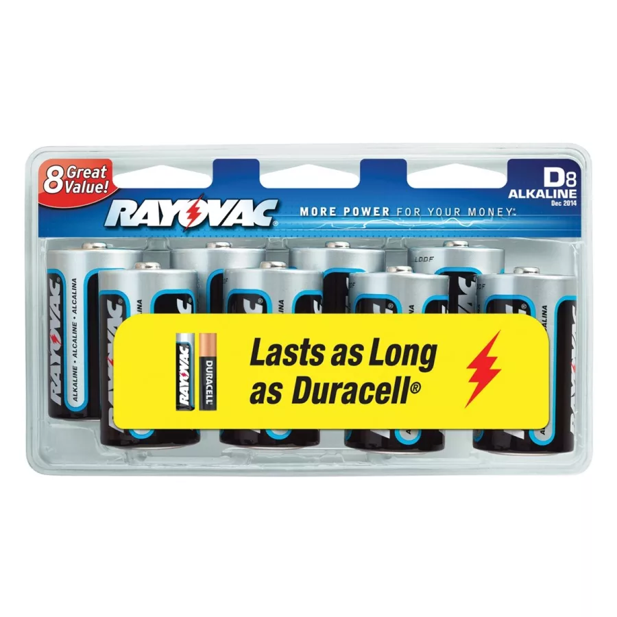 8 Pack Rayovac Alkaline D Cell Batteries