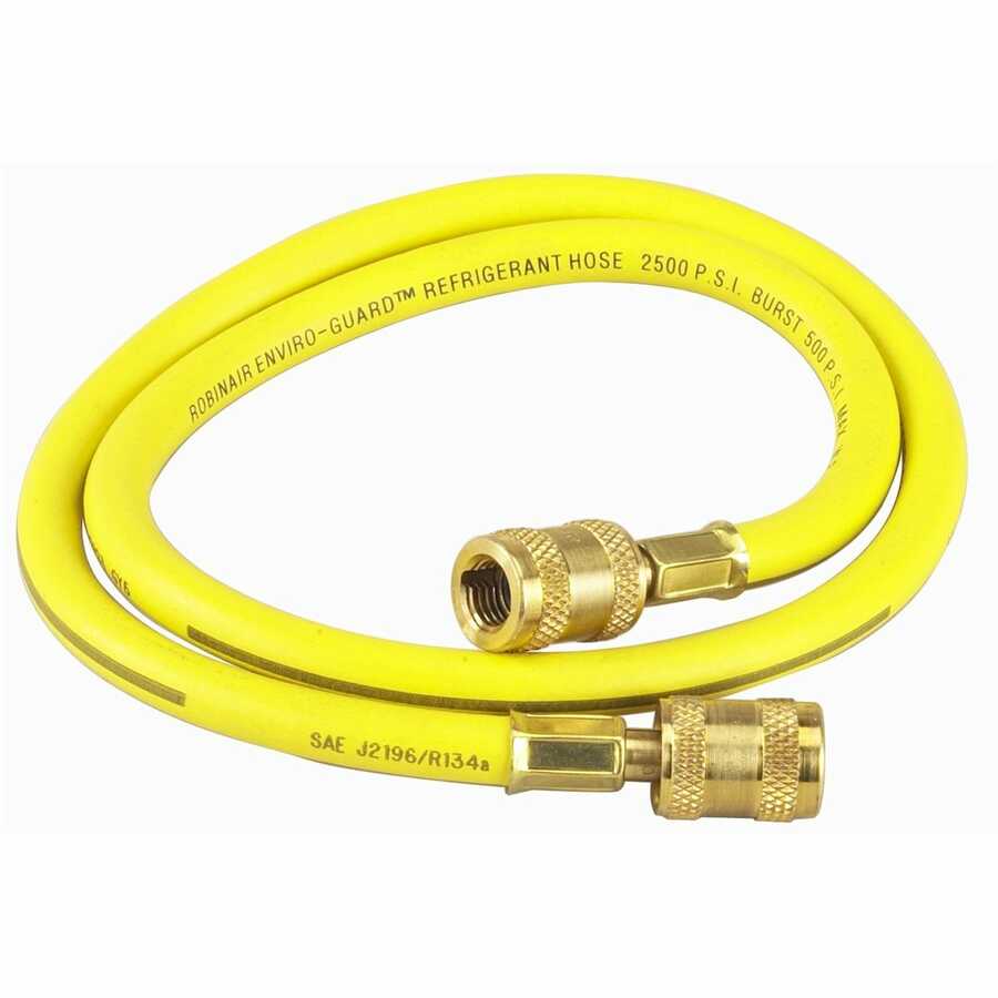 R134A Yellow Double Quick Seal Enviro-Guard Tank Hose - 36 In