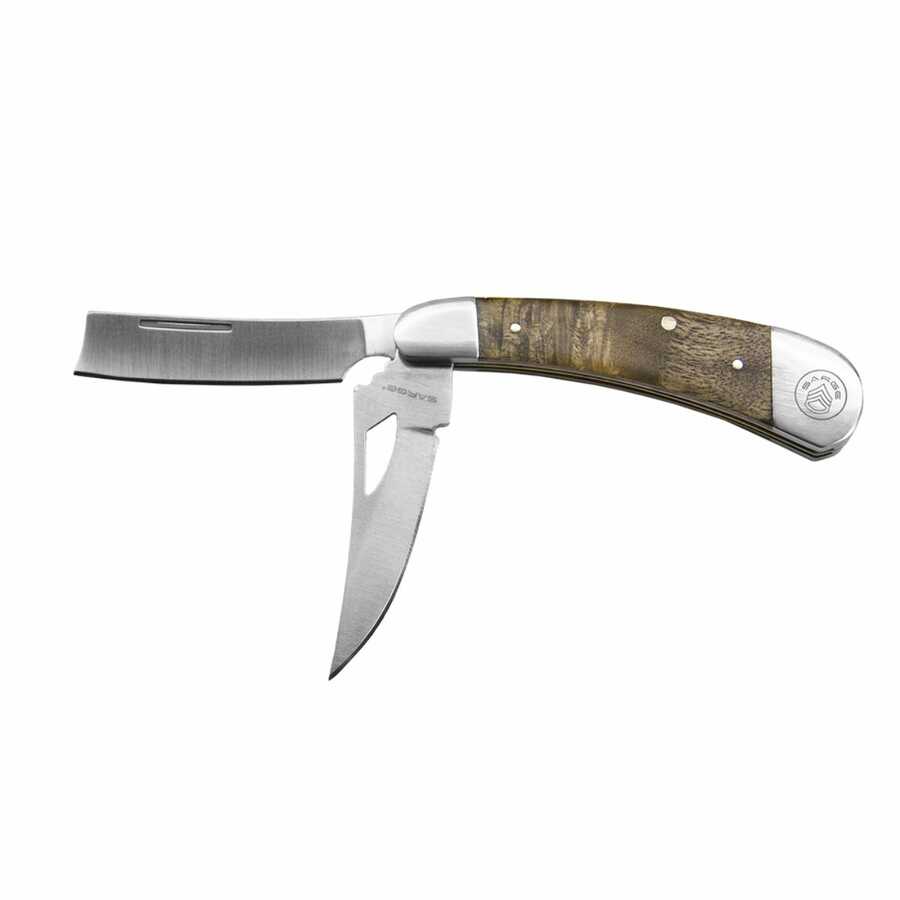 3.5" 2 Blade Folding Knife with Burl Wood Handle