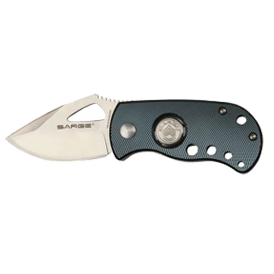 3-1/8" Folding Knife with Blue Diamond Cut Anodized Aluminum Han 3-1/8" Folding Knife with Blue Diamond Cut Anodized Aluminum Han