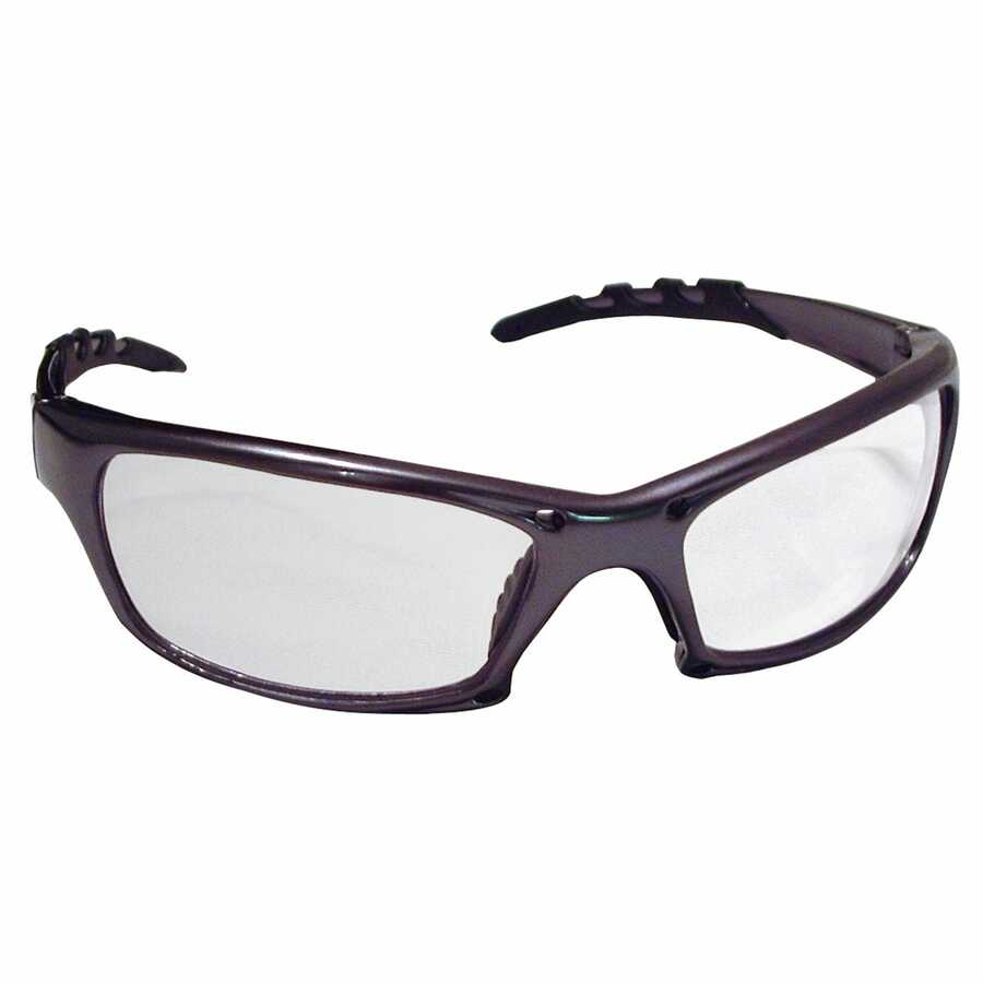 GTR Safety Glasses with Charcoal Frame and Clear Lens in Polybag