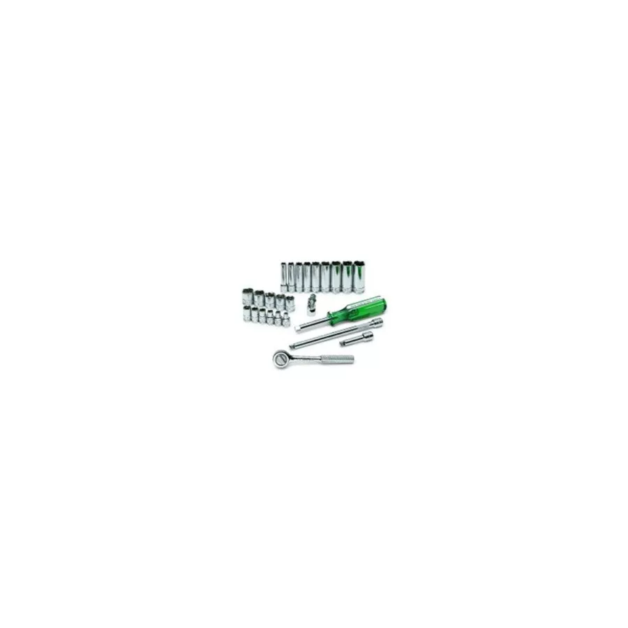 1/4 In Drive 6-Pt Metric Socket Set w/ Tuff 1(R) Ratchet -