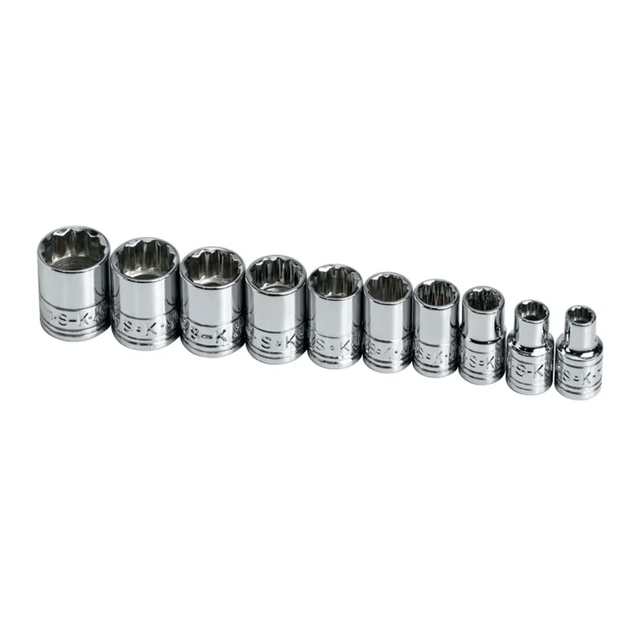 (image for) 1/4 In Drive 12 Pt Metric Standard Socket Set - 10 Piece