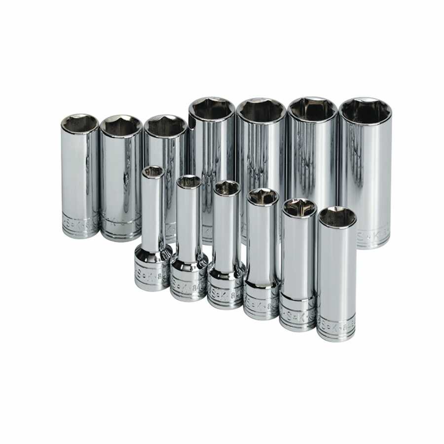 3/8" Drive 6-Point Deep Metric Socket Set, 13-Piece