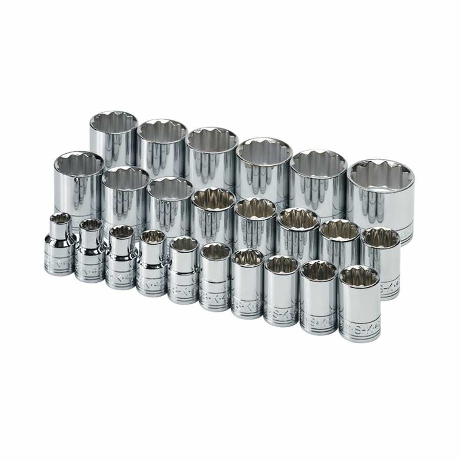 1/2 In Drive 12 Pt Std Metric Socket Set - 24-Pc