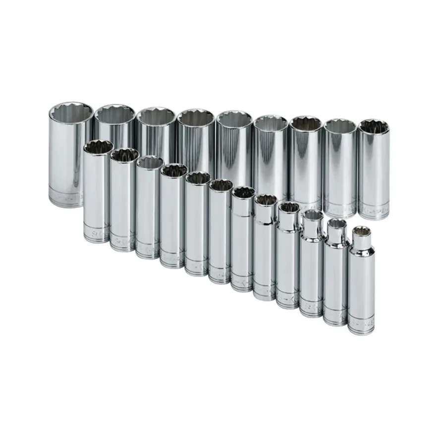 (image for) 21-Piece Metric Deep Socket Set, Durable Alloy Steel