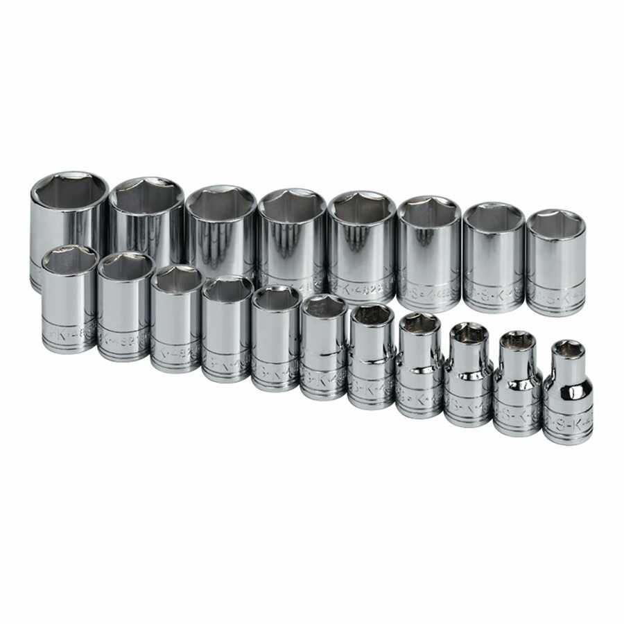 1/2 In Drive 6-Pt Metric Socket Set - 19-Pc