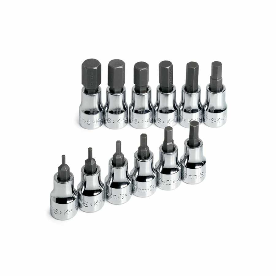 3/8 In Drive Metric Hex Bit Socket Set - 12-Pc