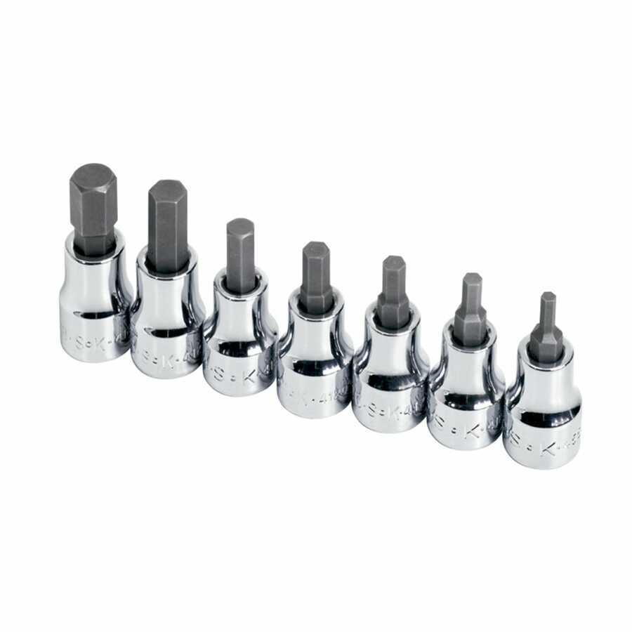 3/8 In Drive Fractional Hex Bit Socket Set - 7 Piece