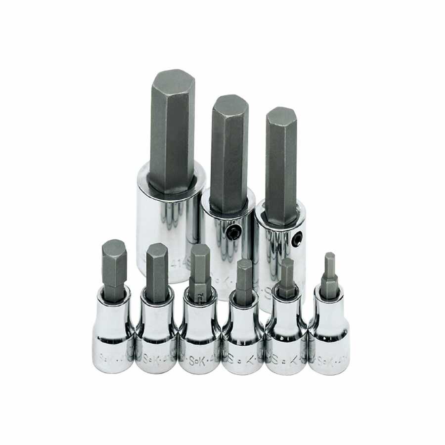 3/8 In & 1/2 In Drive Metric Hex Bit Socket Set - 9 Piece