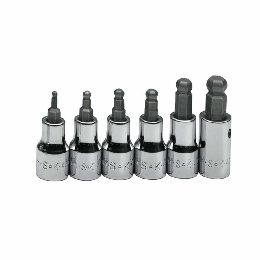 3/8 In Dr Metric Ball Hex Bit Socket Set - 6-Pc