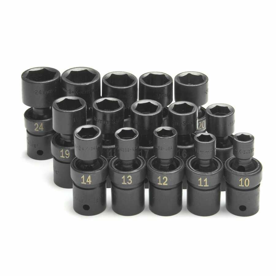 1/2 In Drive 6 Point Swivel Universal Flex Metric Impact Socket