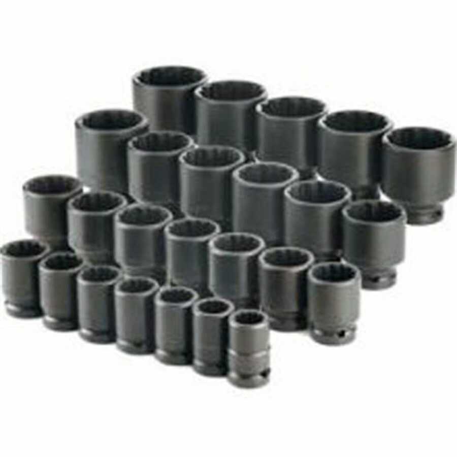 3/4 In Dr 12 Pt Standard Thin Wall Fractional Impact Socket Set