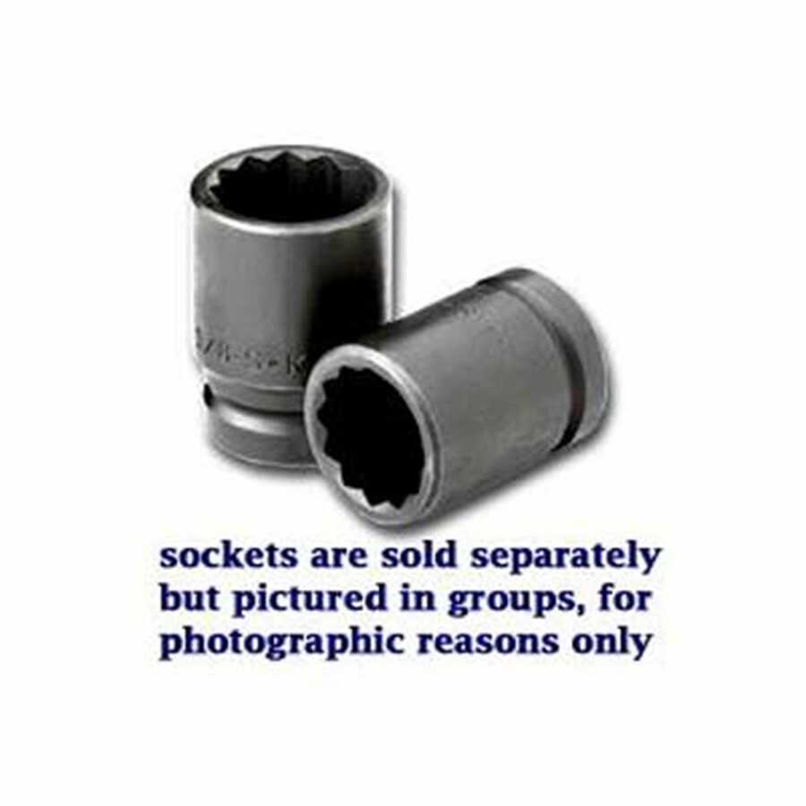 3/4 In Drive 12 Pt Std Thin Wall Fractional Impact Socket - 1-1/