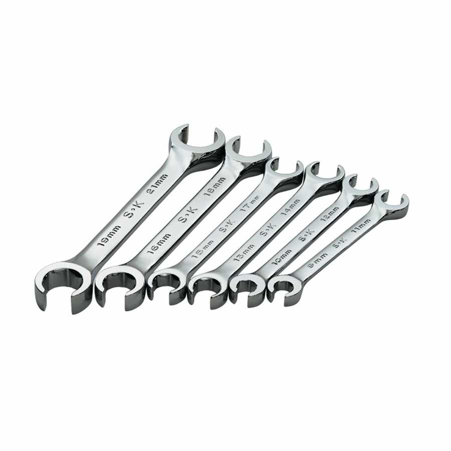 SK 381 SuperKrome 5 Piece 6 Point 1/4-inch to 7/8-Inch Flare Nut Wrench Set SK Hand Tools SK 381 SuperKrome 5 Piece 6 Point 1/4-inch to 7/8-Inch Flare Nut Wrench Set SK Hand Tools