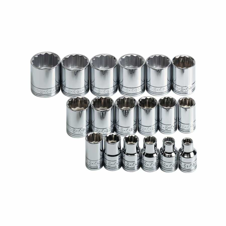 3/8 In Drive 12-Pt Metric Socket Set - 18-Pc