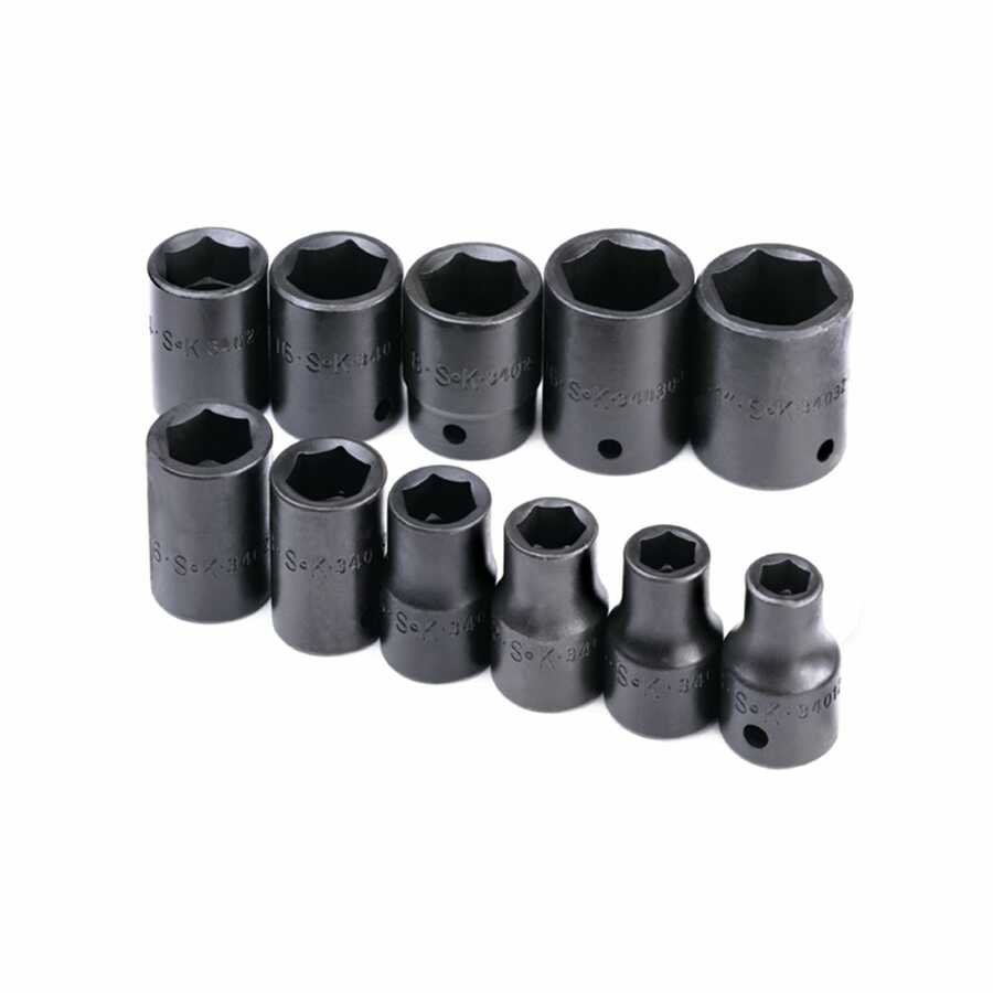 Impact Socket Set - 1/2 Dr Std SAE 6 Pt - 11-Pc