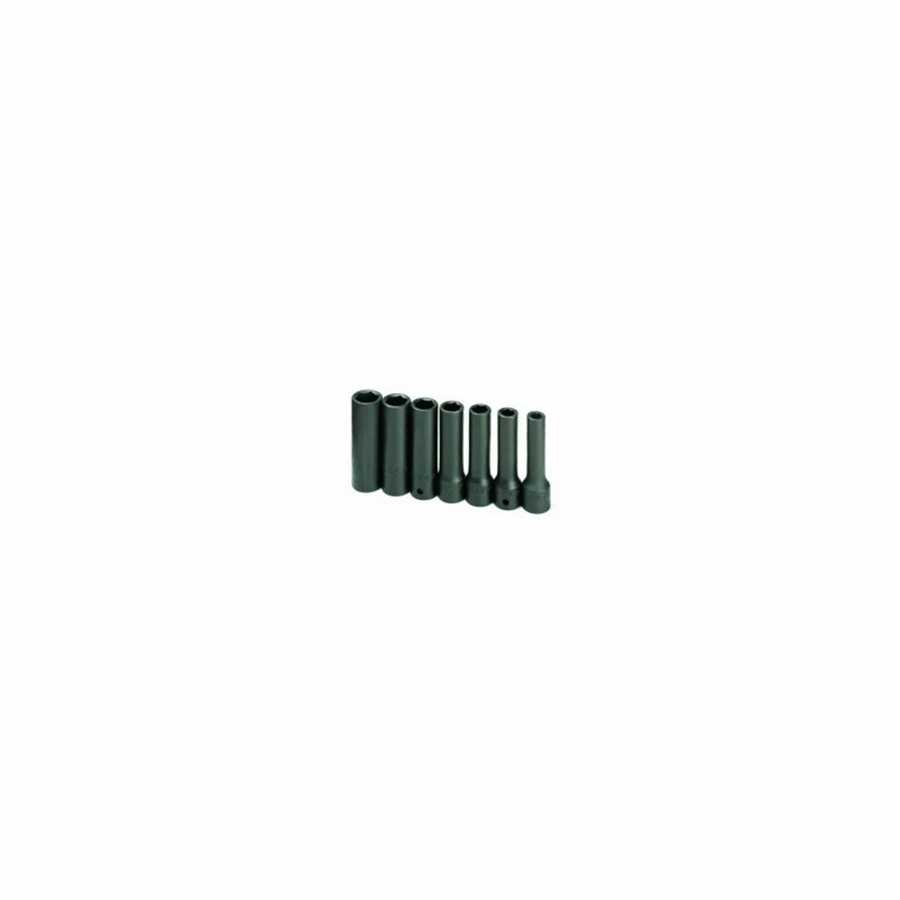 1/2 In Drive 6 Pt Deep Fractional Impact Socket Set - 7 Piece
