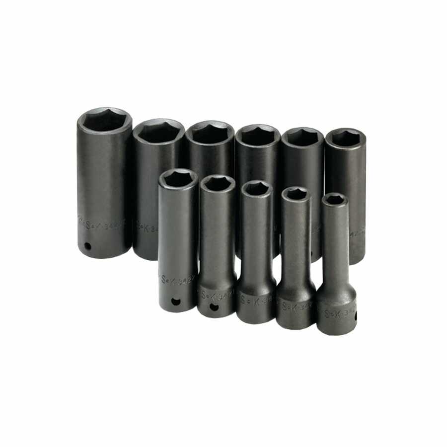 1/2 In Drive 6 Pt Deep Fractional Impact Socket Set - 11 Piece