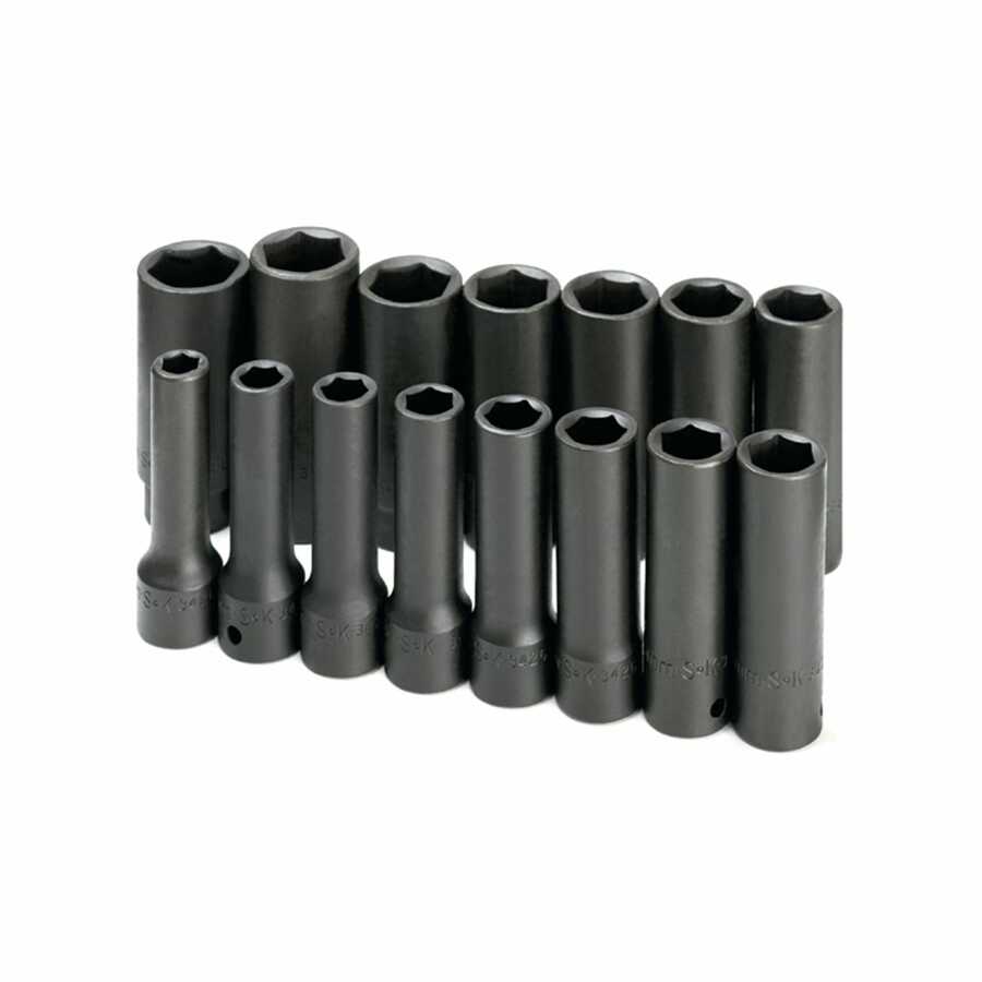 SK 15-Pc 1/2" Drive Deep Metric Impact Socket Set