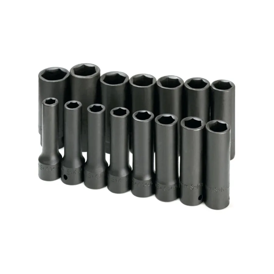SK 15-Pc 1/2" Drive Deep Metric Impact Socket Set