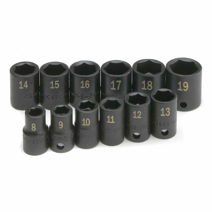 3/8 In Dr 12-Pc 6-Pt Std Metric Impact Socket Set
